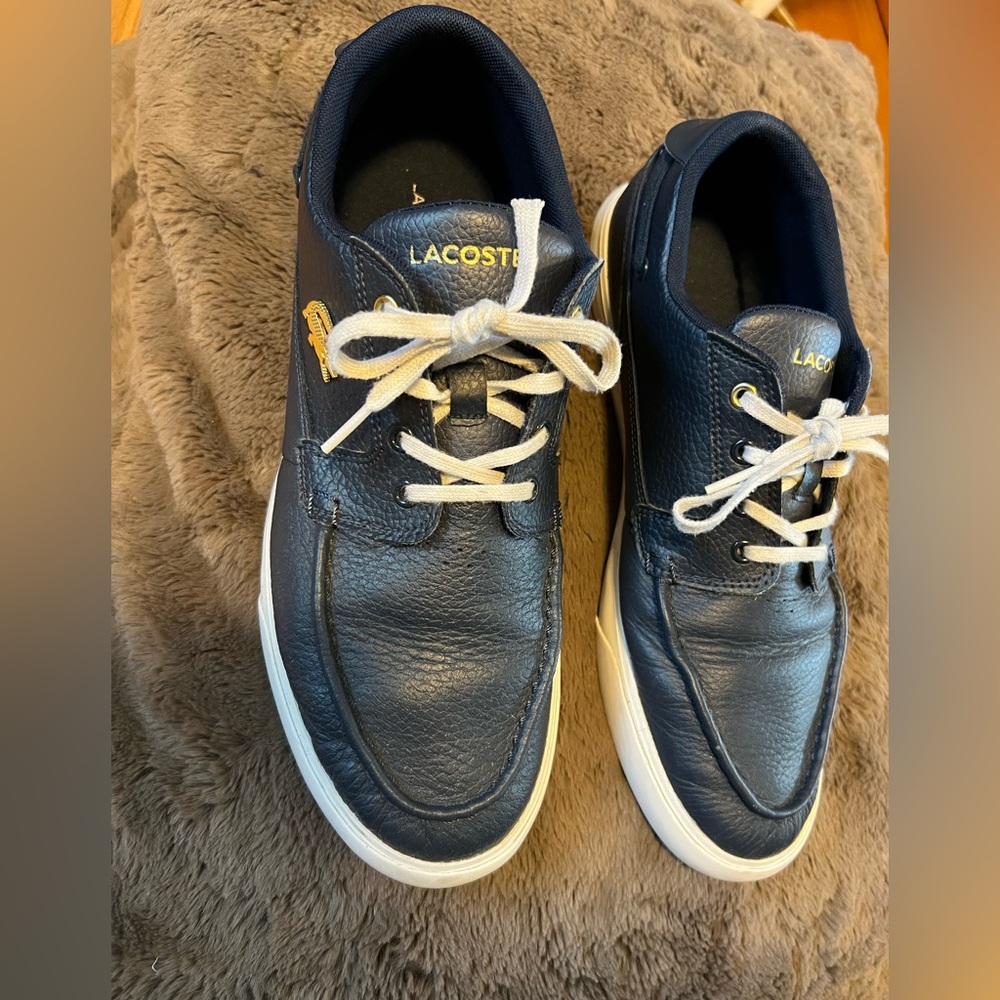 Lacoste Men's Navy Leather Shoes Size 10.5